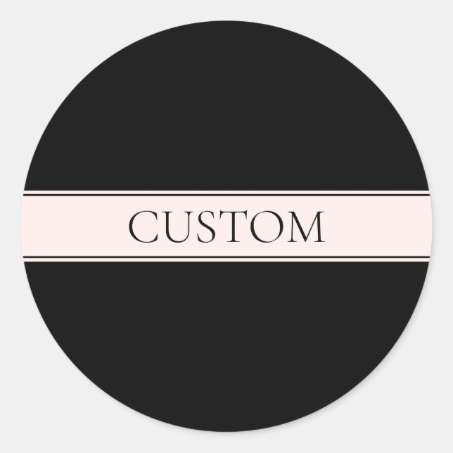 Light Pink Blush Stripe & Elegant Editable Text Classic Round Sticker (Front)