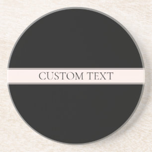 Light Pink Blush Stripe & Elegant Editable Text Coaster