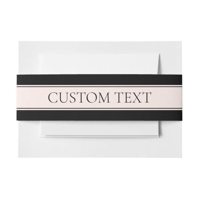 Light Pink Blush Stripe & Elegant Editable Text Invitation Belly Band (Front Example)
