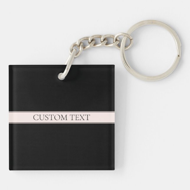 Light Pink Blush Stripe & Elegant Editable Text Key Ring (Back)