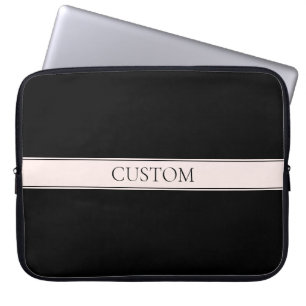 Light Pink Blush Stripe & Elegant Editable Text Laptop Sleeve
