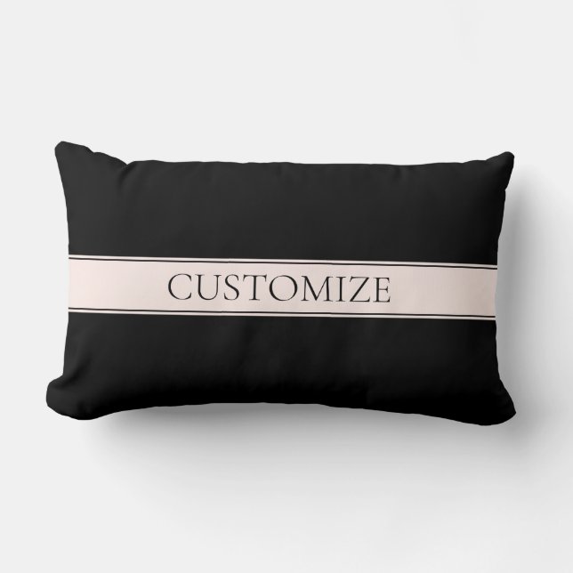Light Pink Blush Stripe & Elegant Editable Text Lumbar Cushion (Front)