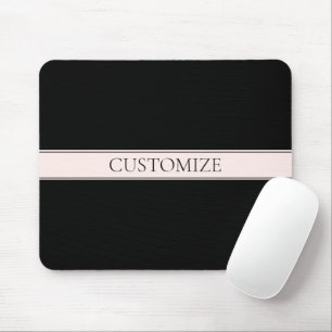 Light Pink Blush Stripe & Elegant Editable Text Mouse Mat