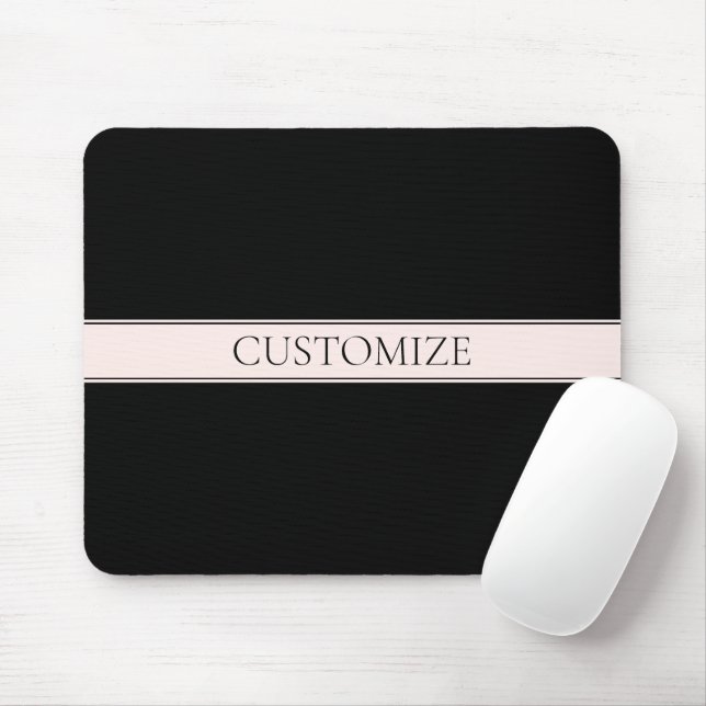 Light Pink Blush Stripe & Elegant Editable Text Mouse Mat (With Mouse)