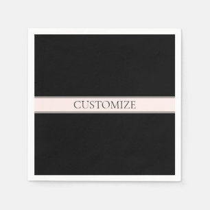 Light Pink Blush Stripe & Elegant Editable Text Napkin