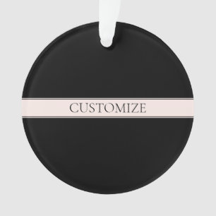 Light Pink Blush Stripe & Elegant Editable Text Ornament