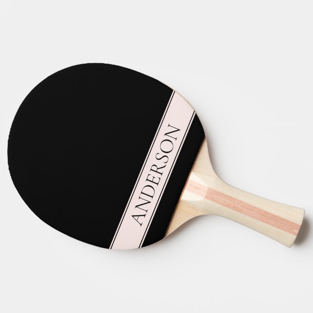 Light Pink Blush Stripe & Elegant Editable Text Ping Pong Paddle (Side)