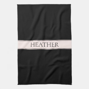 Light Pink Blush Stripe & Elegant Editable Text Tea Towel