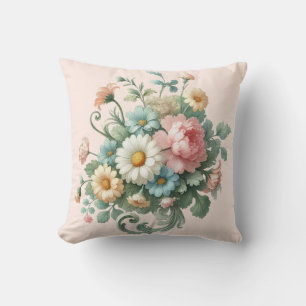 Light Pink Botanical Floral Decorative Watercolor Cushion