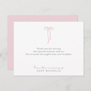 Light pink Bow, from the nursery of, text card