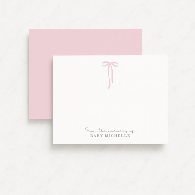 Light PINK Bow from the nursery of, thank you card (Creator Uploaded)