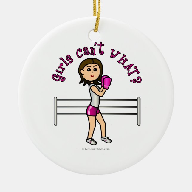 Light Pink Boxer Ceramic Tree Decoration (Front)