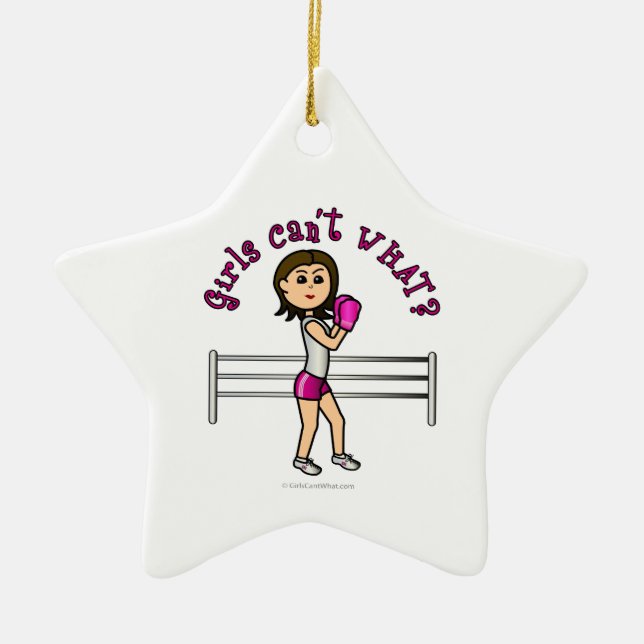 Light Pink Boxer Ceramic Tree Decoration (Front)