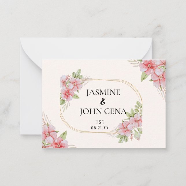 Light Pink Brown Elegant Rustic Wedding Card (Front)