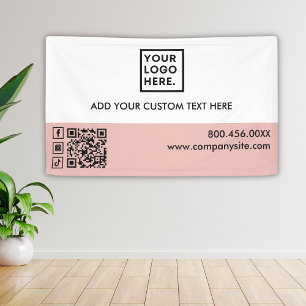 Light Pink Business Logo Social Media Event Vinyl  Banner