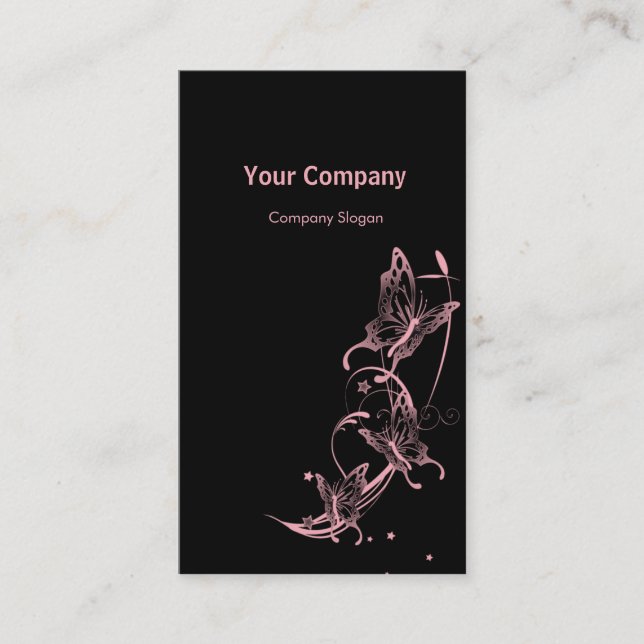 Light Pink Butterflies Business Card (Front)