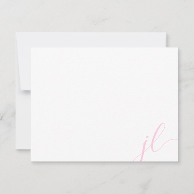 Light Pink Calligraphy Script Two Initials Card (Front)