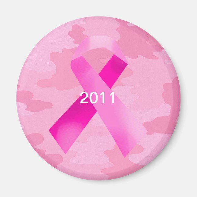 Light Pink Camouflage Pink Ribbon Date Magnet (Front)