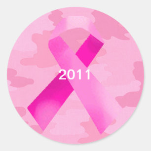 Light Pink Camouflage Pink Ribbon Date Stickers