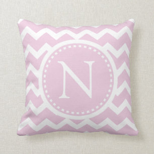 Light Pink Chevron Girly ZigZag Monogram Cushion