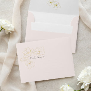 Light Pink Chic Gold Floral Wedding Envelope