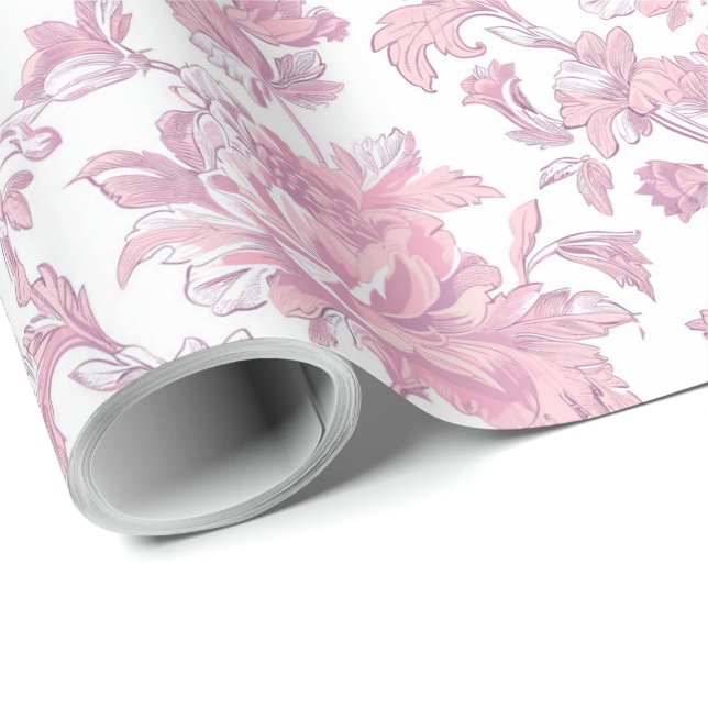 Light Pink Chinoiserie Decoupage Wrapping Paper (Roll Corner)