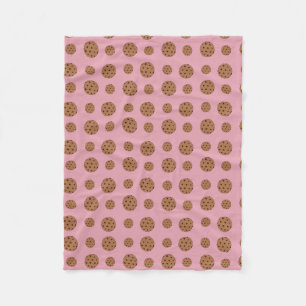 Light pink chocolate chip cookies pattern fleece blanket