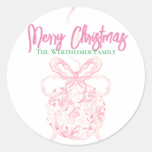 Light Pink Christmas Chinoserie Ornament Sticker