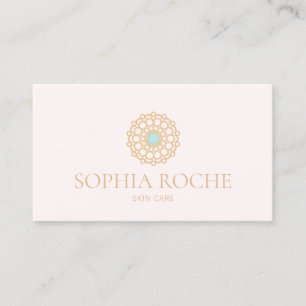 Light Pink Circle Mandala Logo Beauty Skincare Spa Business Card