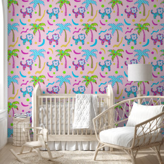 Light Pink Colourful Lions In The Jungle Wallpaper