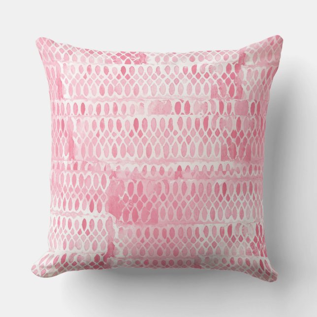 Light Pink Contemporary Lace Pattern Cushion (Front)