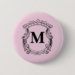 Light Pink Custom Monogram Crest 6 Cm Round Badge