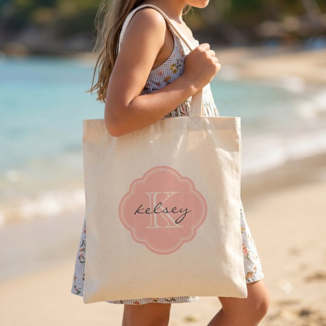 Light Pink Custom Personalised Monogram Tote Bag (Creator Uploaded)