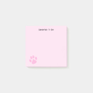 Light Pink Cute Pawprint Personalizable To Do Post-it Notes