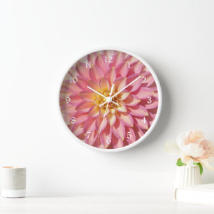 Light Pink Dahlia Floral Wall Clock