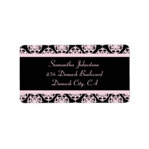 Light Pink Damask on Black Label