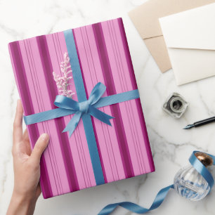Light Pink & Dark Pink Thick and Thin Stripes Wrapping Paper