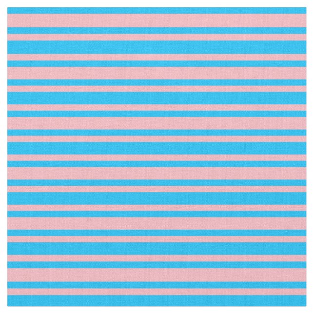 Light Pink & Deep Sky Blue Lines/Stripes Pattern Fabric (Close Up)