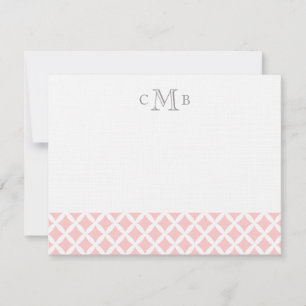 Light Pink Diamonds Wedding Monogram Stationery Note Card