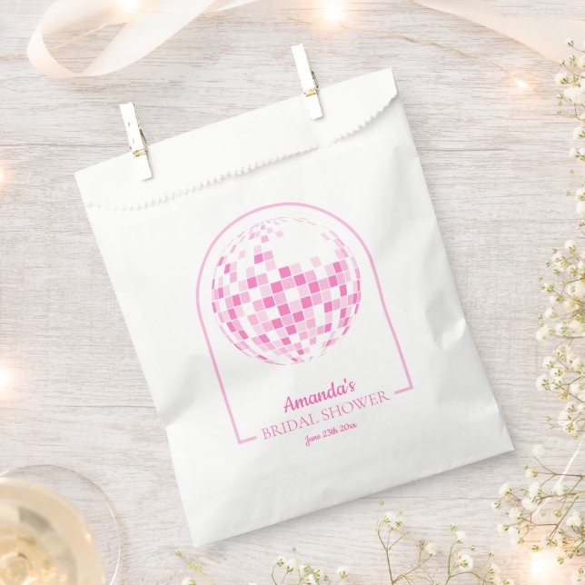 Light Pink Disco Boogie Bridal Shower Favour Bags (Clipped)