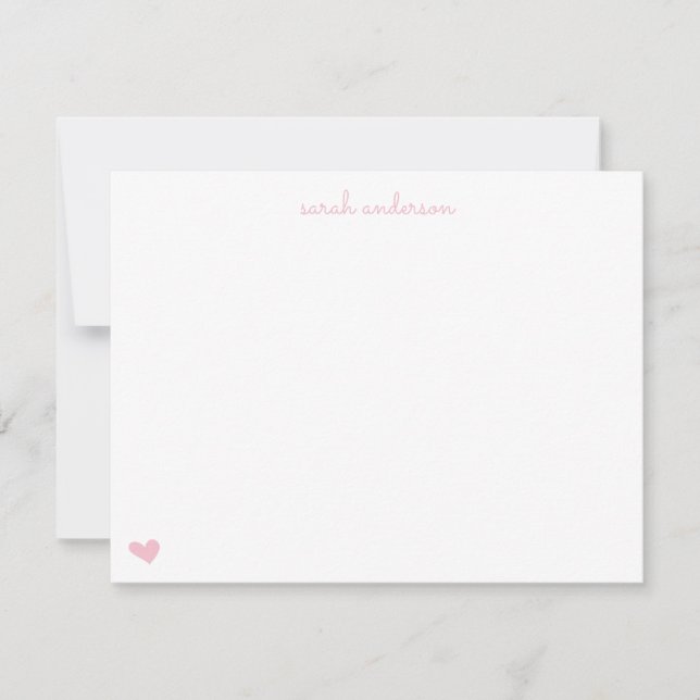 Light Pink Doodle Heart Personalised Stationery Card (Front)