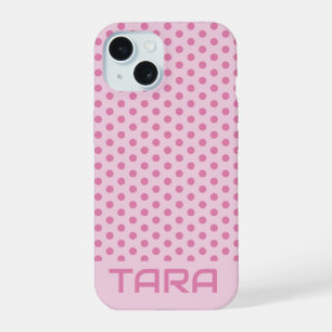 LIGHT PINK DOTS STYLISH SIMPLE CUSTOMIZED NAME iPhone 15 CASE