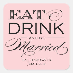 Light Pink Eat, Drink Stickers