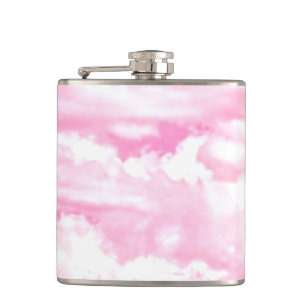 Light Pink Elegant Clouds Decor Hip Flask
