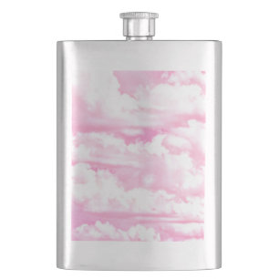 Light Pink Elegant Clouds Decor Hip Flask