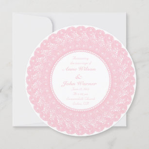 Light pink elegant round lace photo invitation