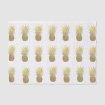 Light Pink Faux Gold Foil Pineapple Tissue Paper