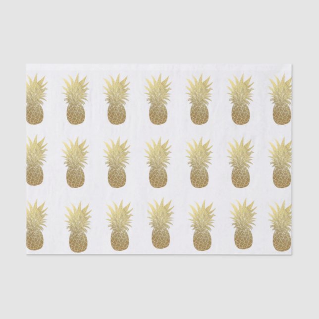 Light Pink Faux Gold Foil Pineapple Tissue Paper (Front)