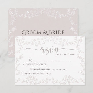 Light Pink floral design Elegant Wedding RSVP Card