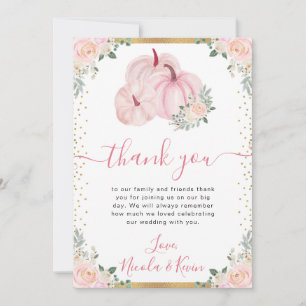 Light Pink Floral Pumpkin Fall Wedding Thank You Card